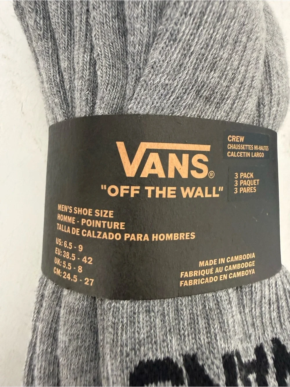 Vans Men’s Crew Socks (4 pairs total)
